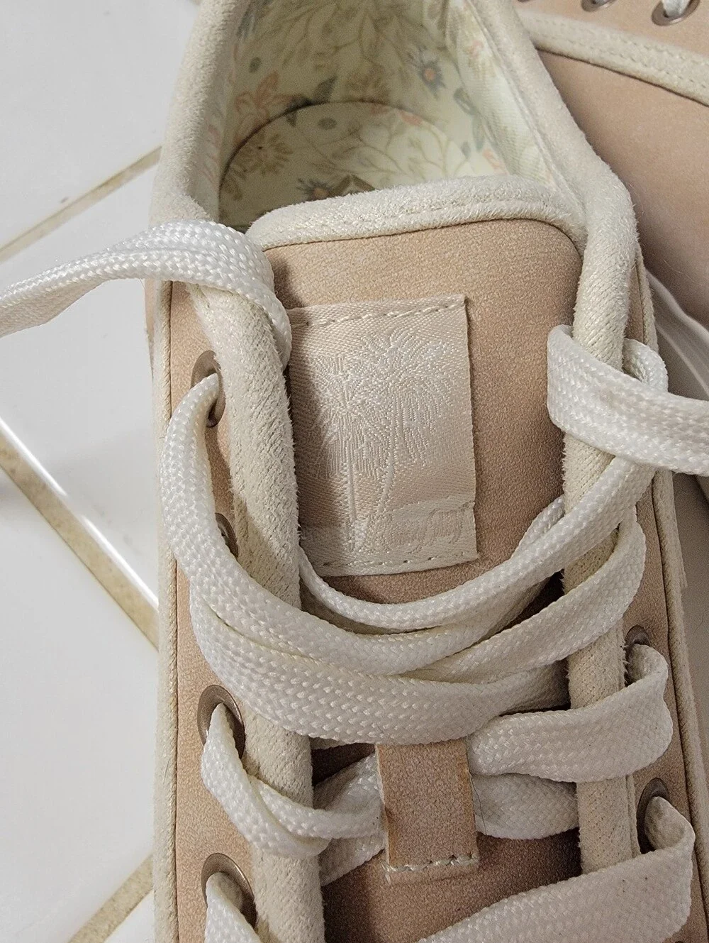 Roxy Tan Canvas Lace-Up Sneakers